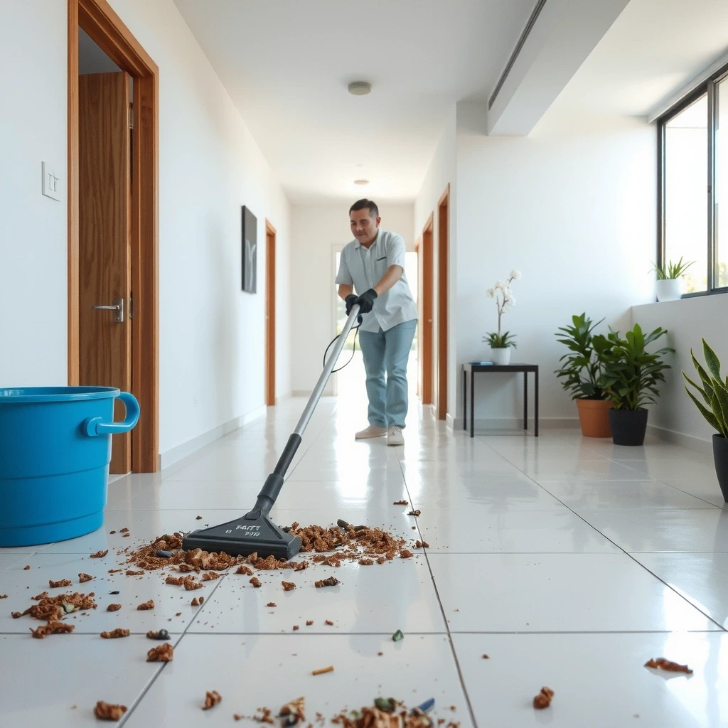 Tile floor before cleaning